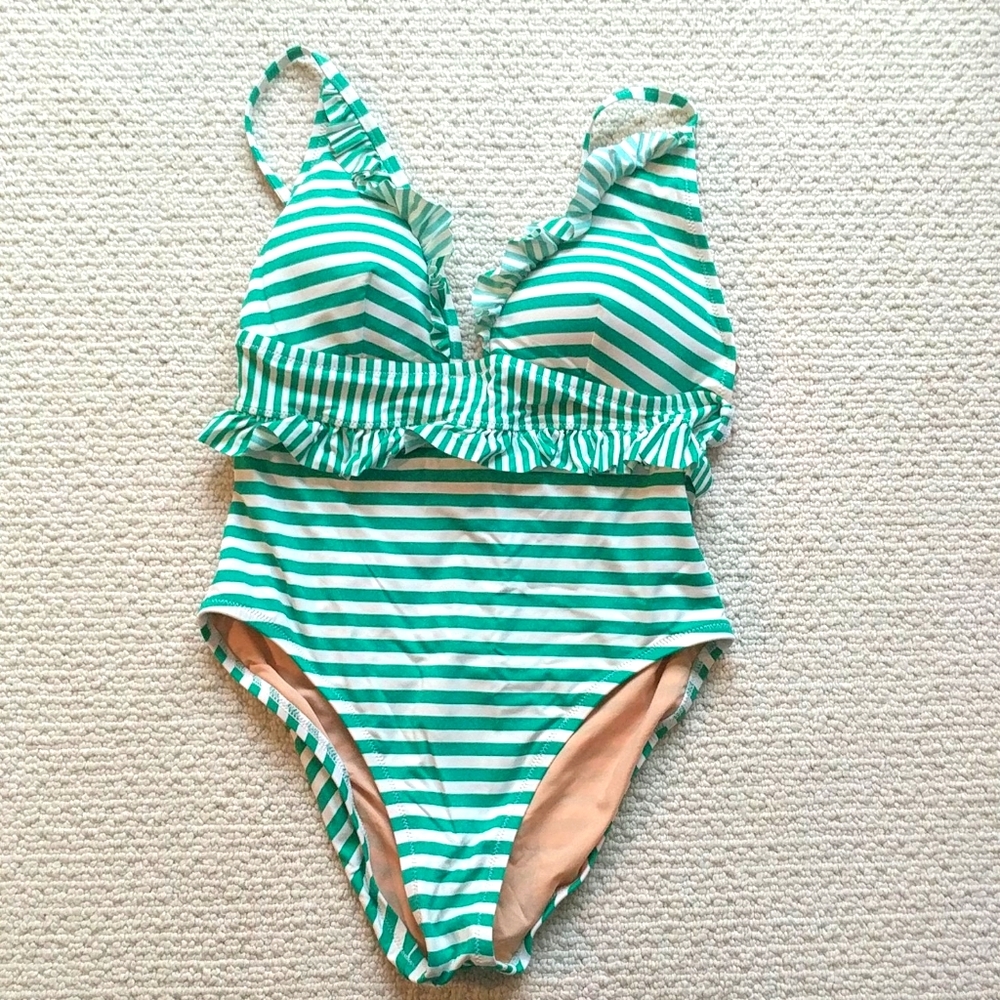 JCrew Women's ruffle plunging one-piece swimsuit